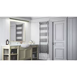 Terma Leo SIM Electric Towel Rail 1800 x 600mm Chrome 2046BTU -Towel Radiators Sales Store 144HR A2