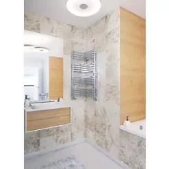 Terma Incorner Designer Towel Rail 1005 x 350mm Silver 1863BTU -Towel Radiators Sales Store 183HR A3