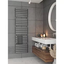 Terma Warp T One Electric Towel Rail 1695 x 500mm Grey 2728BTU -Towel Radiators Sales Store 183RH A2