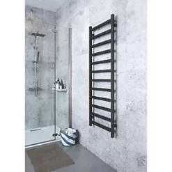 Terma Simple One Electric Towel Rail 1440 x 500mm Black 2046BTU -Towel Radiators Sales Store 207HR A3
