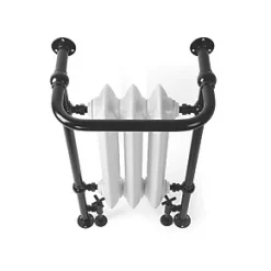 Terma Plain 2-Column Cast Iron Towel Rail 900 x 490mm White / Black 1217BTU -Towel Radiators Sales Store 228RH A2