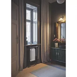 Terma Plain 2-Column Cast Iron Towel Rail 900 x 490mm White / Black 1217BTU -Towel Radiators Sales Store 228RH A3