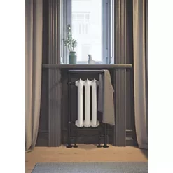 Terma Plain 2-Column Cast Iron Towel Rail 900 x 490mm White / Black 1217BTU -Towel Radiators Sales Store 228RH A4