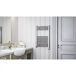 Terma Leo MEG Electric Towel Rail 800 x 500mm Chrome 682BTU -Towel Radiators Sales Store 311HR A3