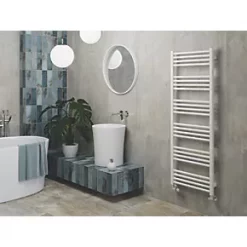 Terma Fiona Towel Rail 1380 x 500mm White 2002BTU -Towel Radiators Sales Store 354RH A2