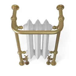 Terma Plain 2-Column Cast Iron Towel Rail 900 x 490mm White / Brass 1217BTU -Towel Radiators Sales Store 357RH A2