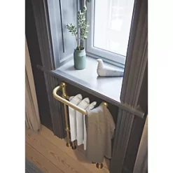 Terma Plain 2-Column Cast Iron Towel Rail 900 x 490mm White / Brass 1217BTU -Towel Radiators Sales Store 357RH A5