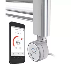 Terma Leo Electric Towel Rail with MOA Blue Element 600 x 400mm Chrome 409BTU -Towel Radiators Sales Store 414RH A5