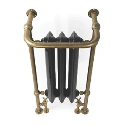 Terma Plain 2-Column Cast Iron Towel Rail 900 x 490mm Black / Brass 1217BTU -Towel Radiators Sales Store 443RH A2