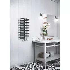 Terma Michelle Designer Towel Rail 780 x 400mm Black / Chrome 1244BTU -Towel Radiators Sales Store 450HR A4