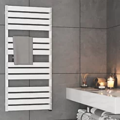 Terma Warp T One Electric Towel Rail 1110 x 500mm White 2046BTU -Towel Radiators Sales Store 581RH A5