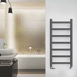 Terma Crystal Designer Towel Warmer 840 x 400mm Grey / Silver 805BTU -Towel Radiators Sales Store 667HR A2