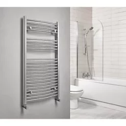 Blyss Curved Towel Radiator 1100 x 600mm Chrome 1303BTU -Towel Radiators Sales Store 7809V A2