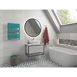 Terma Warp T Bold Designer Towel Rail 655 x 500mm Teal 1569BTU -Towel Radiators Sales Store 901RH A2