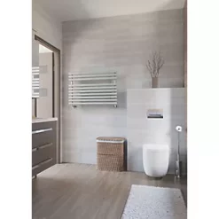 Terma Rolo Towel Designer Towel Rail 590 x 900mm Grey / Silver 2002BTU -Towel Radiators Sales Store 906HR A4