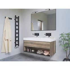 Terma Easy Heated Towel Rail 1280 x 200mm Black 856BTU -Towel Radiators Sales Store 971RH A2
