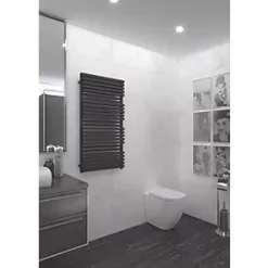 Terma Quadrus Bold One Electric Towel Rail 1185 x 450mm Black 2728BTU -Towel Radiators Sales Store 972HR A3